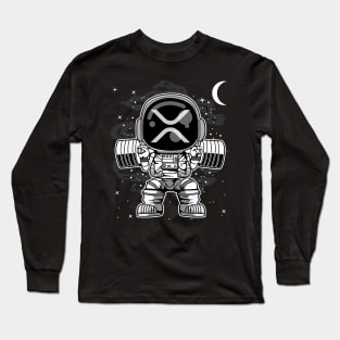 Astronaut Lifting Ripple XRP Coin To The Moon Crypto Token Cryptocurrency Blockchain Wallet Birthday Gift For Men Women Kids Long Sleeve T-Shirt